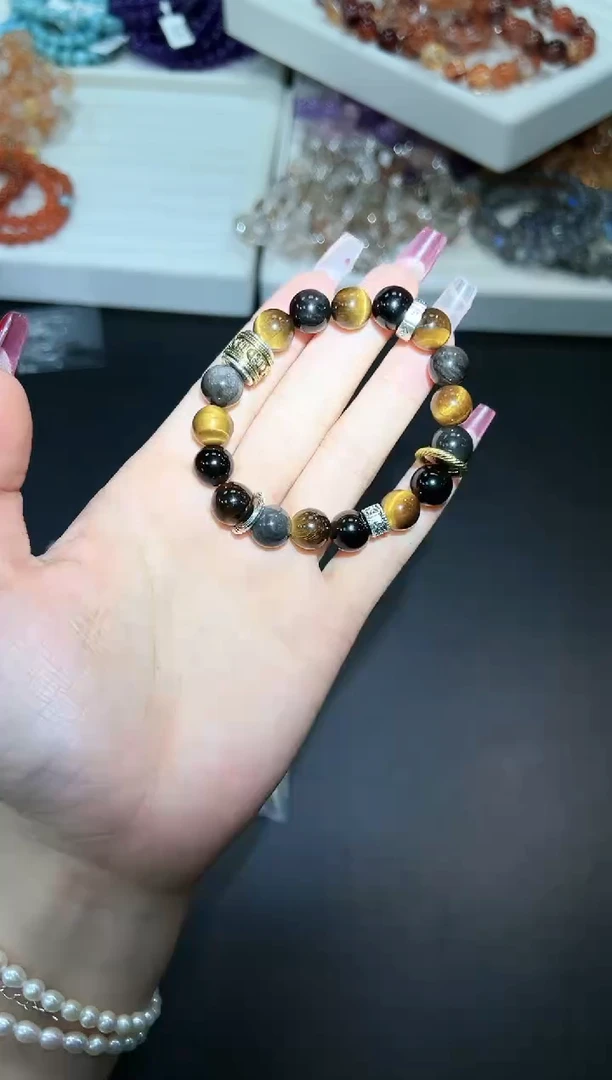 【闪购商品】黑曜岩手链未镶嵌45g多样性发其一/1条默认微瑕