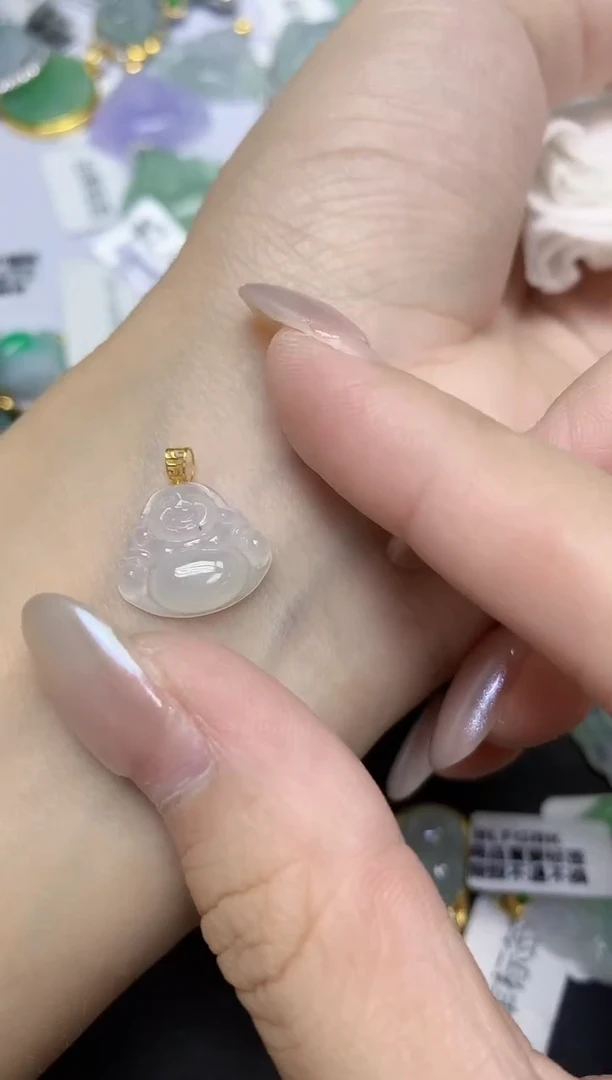 颈饰18K金镶嵌翡翠天然缅甸翡翠A货百元以上9元证书费自理