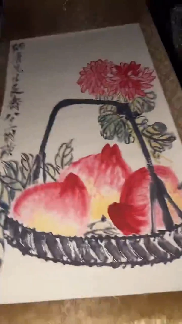 香榧木摆件---------（墨序甄选）寿桃中堂齐