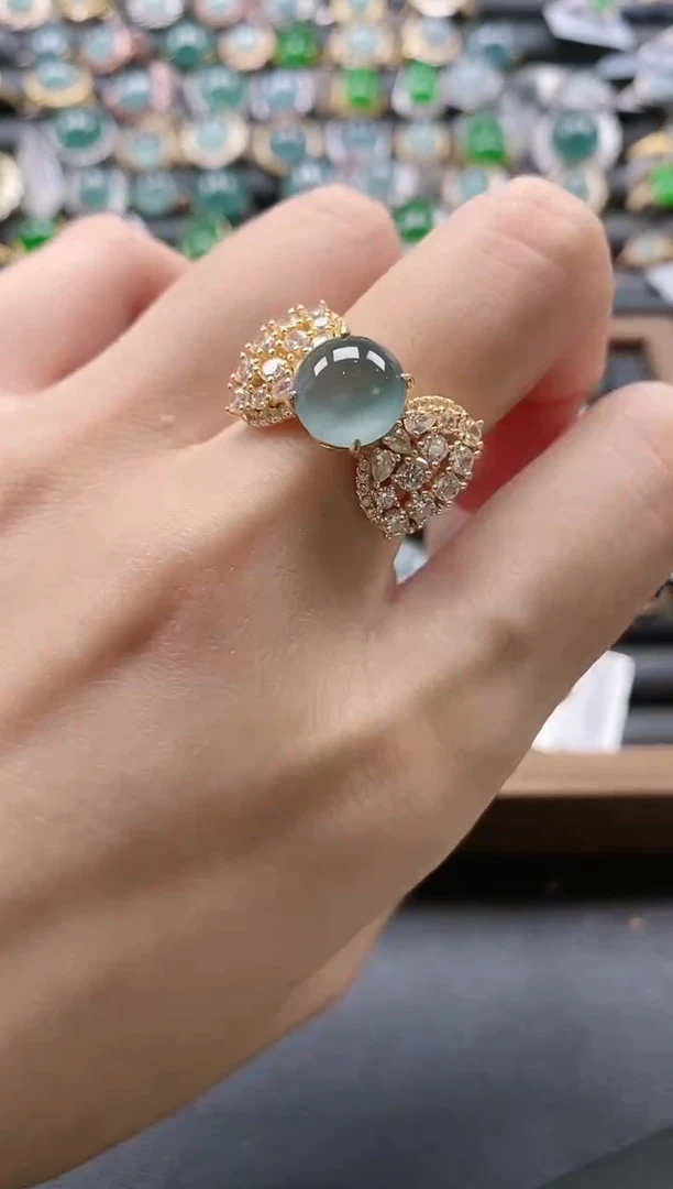 【闪购商品】翡翠戒指银S925镶嵌515111-5