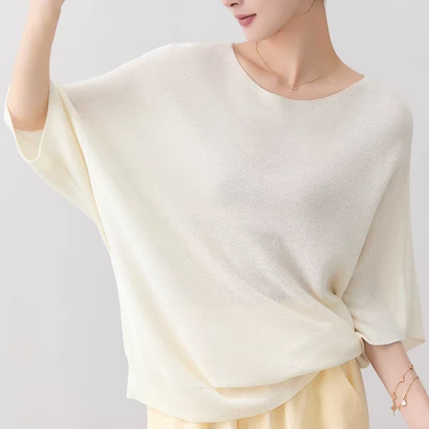 [25021]夏季新款时尚百搭藏肉显瘦一线成衣宽松多巴胺彩色打底衫