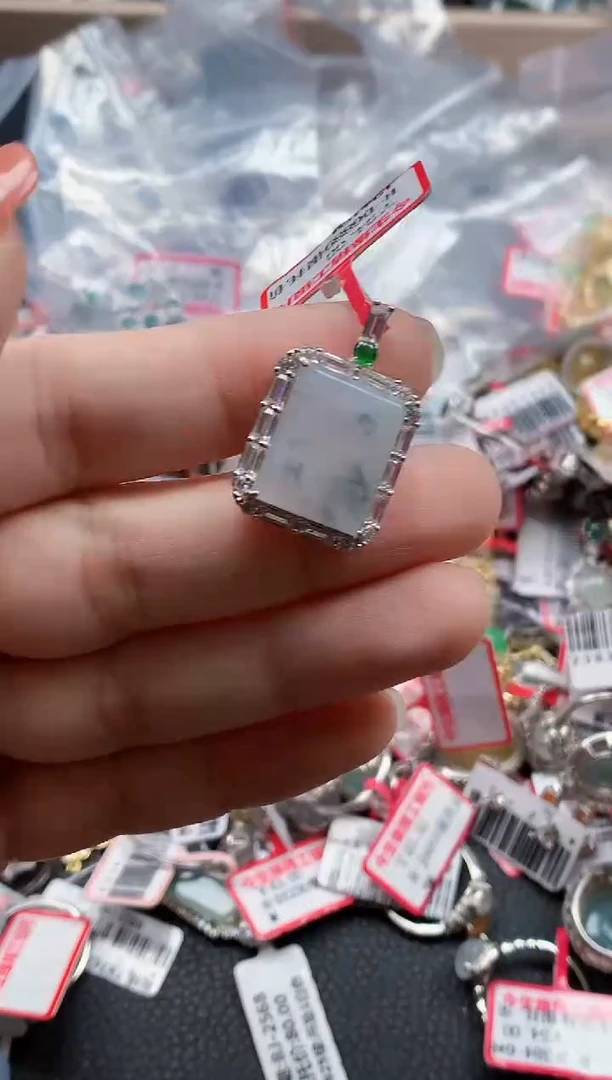 银S925镶嵌戒指翡翠天然A货缅甸翡翠