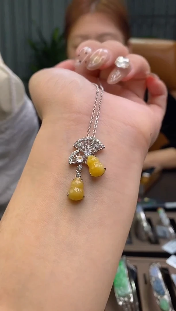 颈饰银S925镶嵌翡翠净货16793