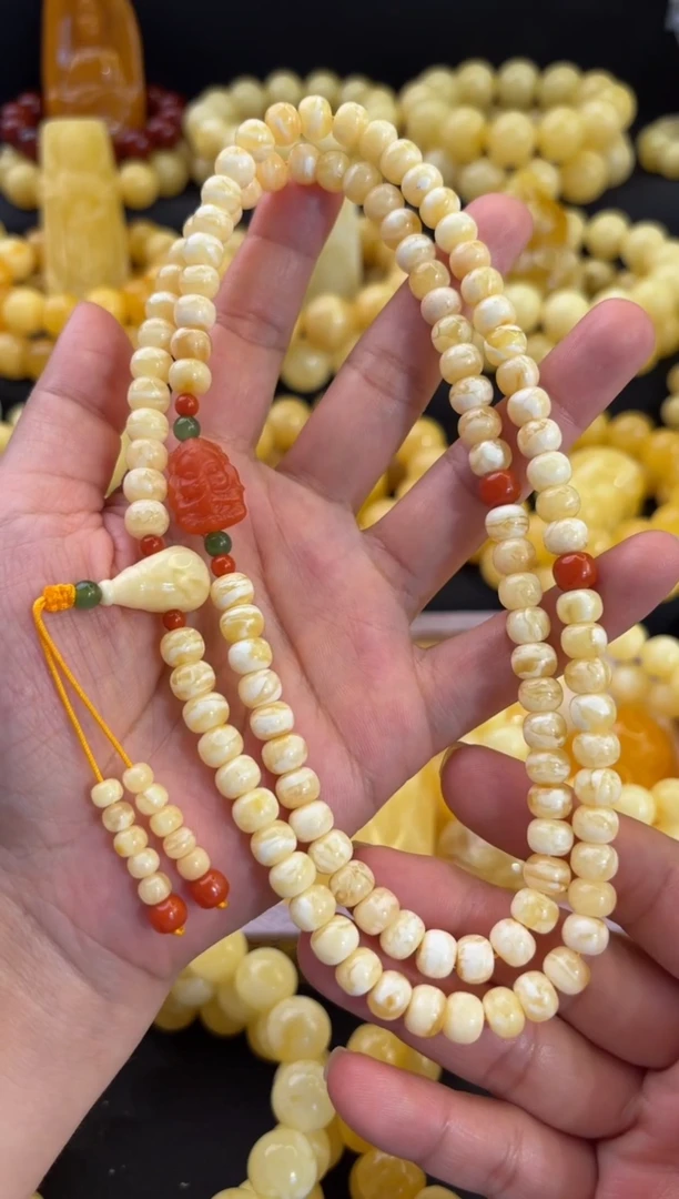 未镶嵌颈饰蜜蜡108俄料7.5+老型妖花