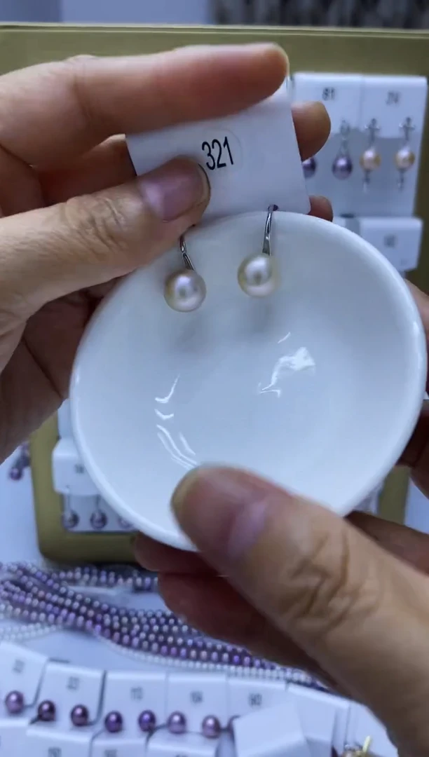 银S925镶嵌耳饰淡水珍珠321