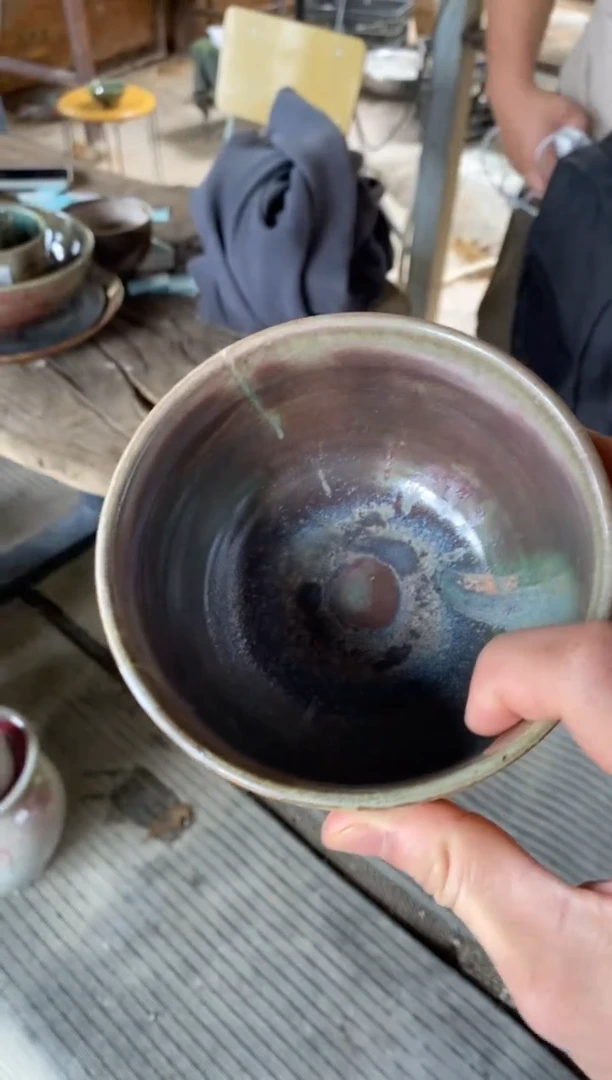 浪鬼柴烧釉绘柴烧系列小*花小碗