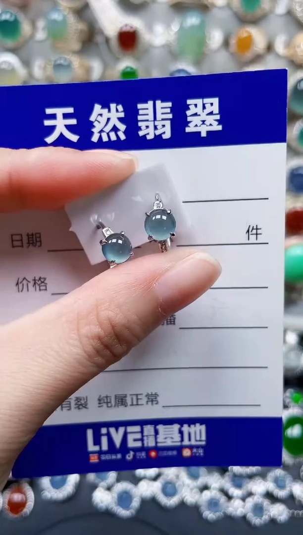 银S925镶嵌翡翠耳饰505