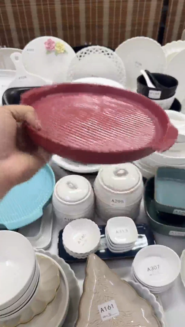 瓷【孤品】大红色双耳烤盘