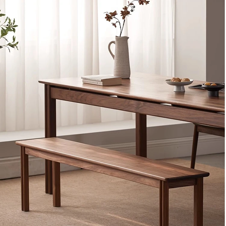 朴愫木作长乐长凳 全实木长条凳餐椅黑胡桃木玄关凳客厅餐椅凳