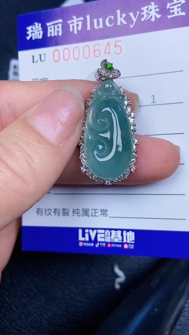 颈饰银S925镶嵌翡翠0645