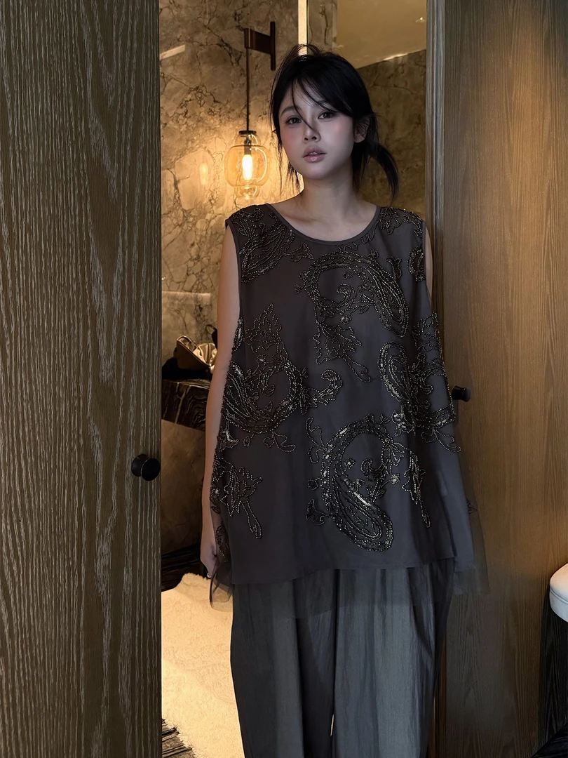 LA CALLA DVN重工珠片马甲YY-M-5572