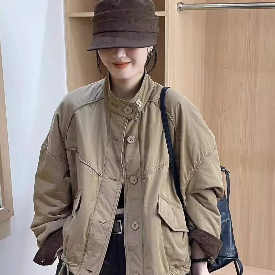 2025秋冬小个子短款棉衣棉服女新款高级感时尚简约轻薄夹棉外套潮