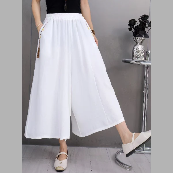 春夏新款复古宽松2025高腰显瘦阔腿裙裤时尚气质直筒休闲裤1276