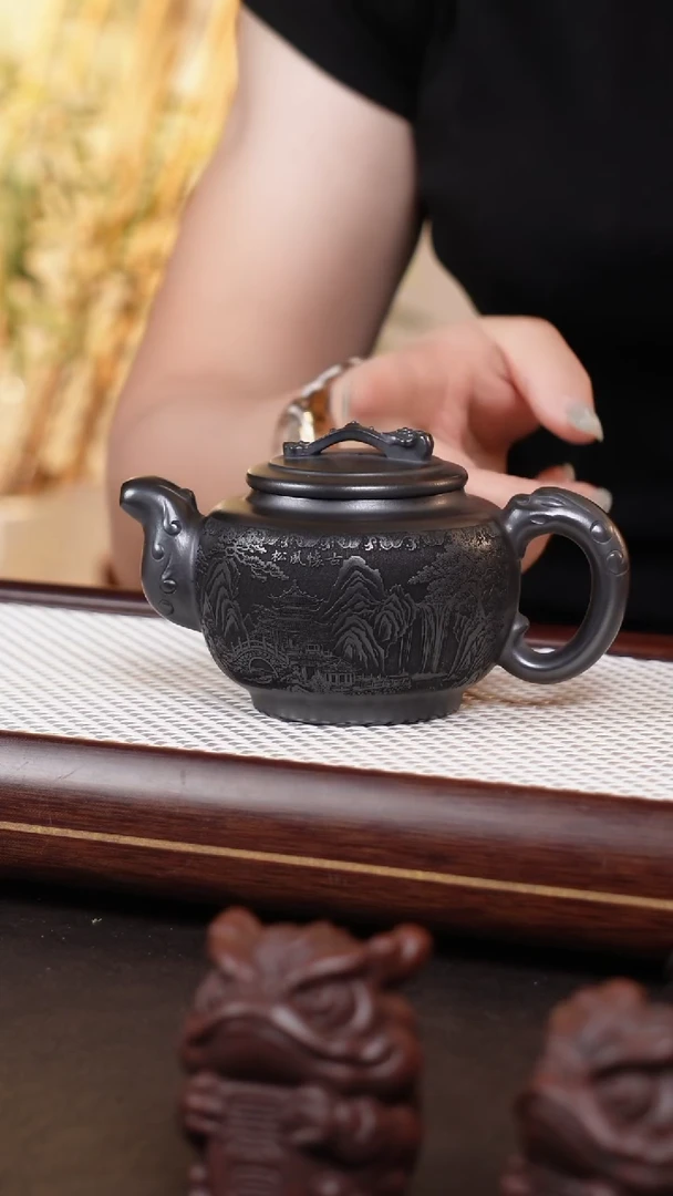 茶壶紫砂石黄如意
