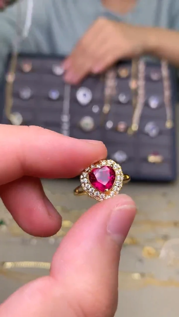 银S925镶嵌戒指碧玺戒指