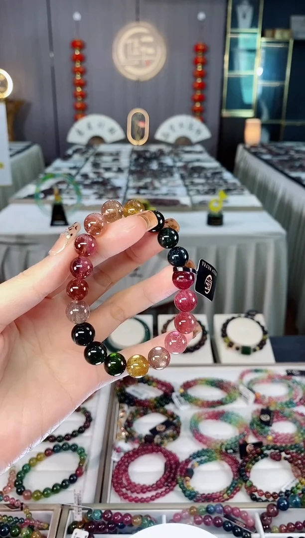 未镶嵌老矿碧玺色标高透单圈手串10mm+碧玺dan多样性发货一条