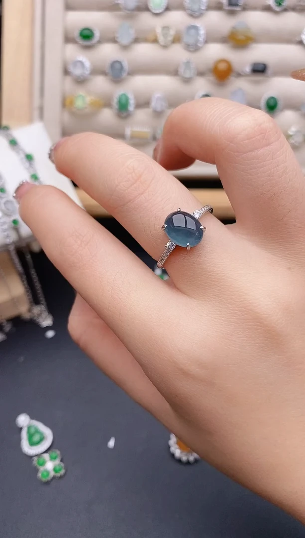 银S925镶嵌戒指翡翠0