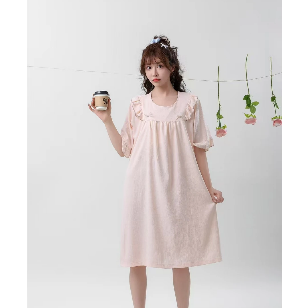 跳跳鱼童装  新款刺绣胸垫款云朵棉睡裙女薄款公主风家居服279252