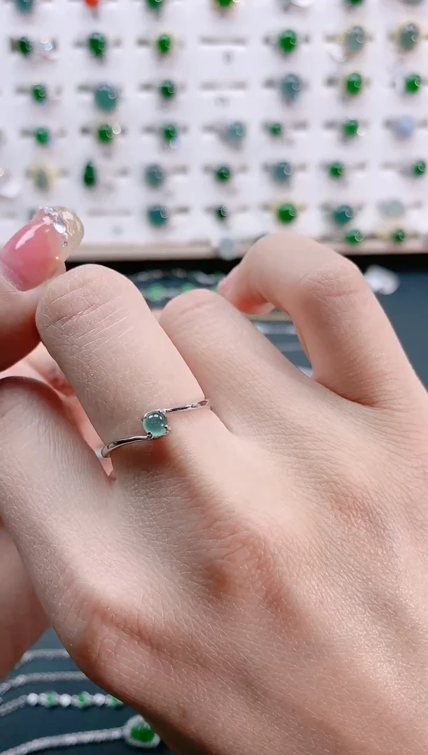 【闪购商品】翡翠戒指银S925镶嵌天然翡翠