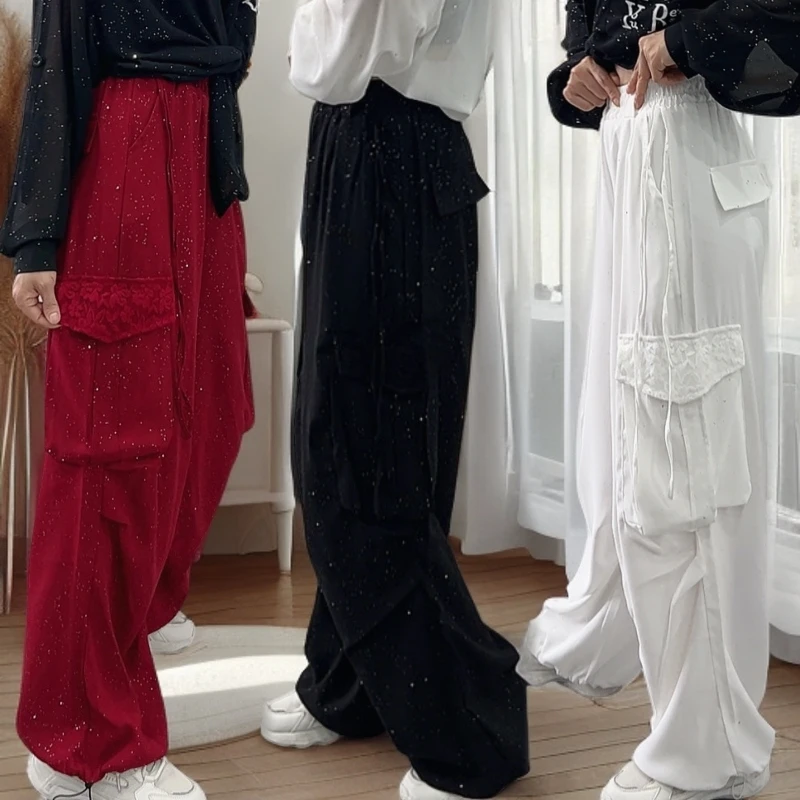 CX#8192夏季常规宽松休闲亮片工装裤