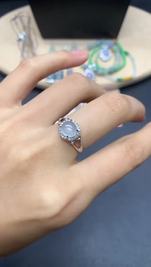 翡翠戒指银S925镶嵌蛋面【多样性发其一】