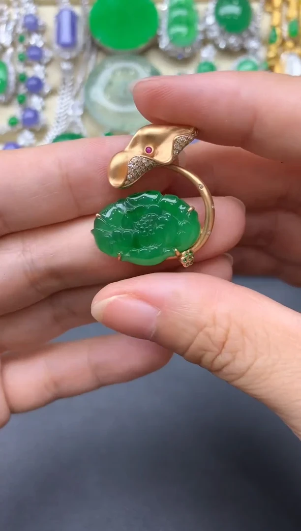 翡翠18K金镶嵌颈饰啊?468-中国好珍宝