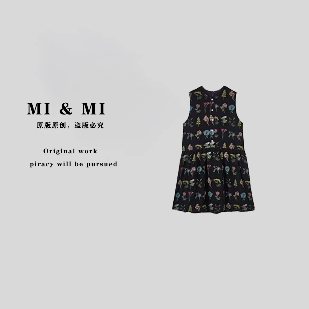 MI & MI 法式气质百花图刺绣无袖连衣裙 2502-134