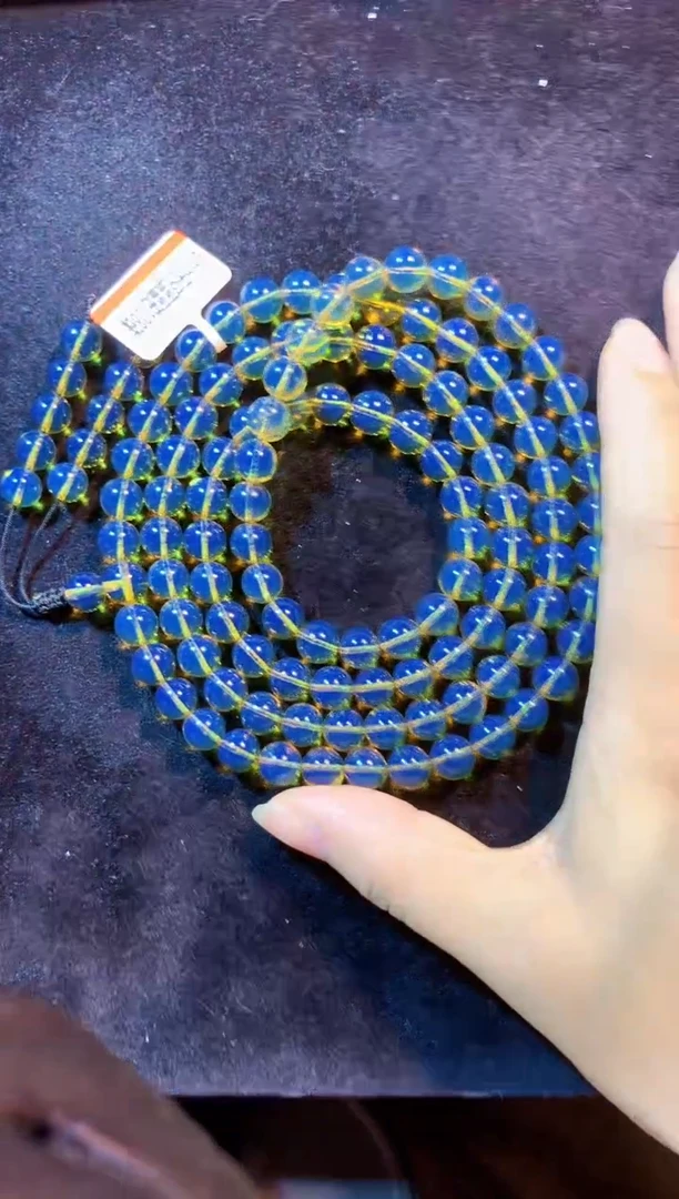 蓝珀颈饰未镶嵌8MM墨西哥天空蓝108