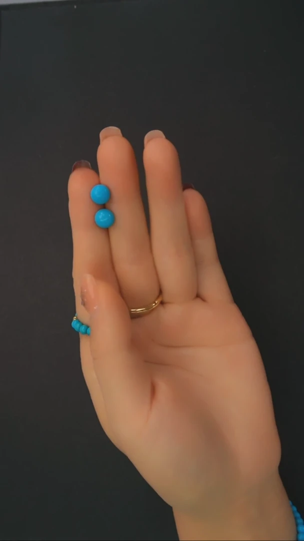 【闪购商品】绿松石耳钉18K金镶嵌发货一件