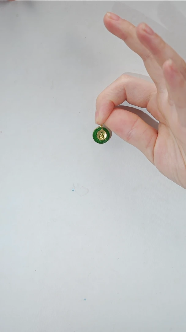 翡翠18K金镶嵌吊坠(不含链)翡翠
