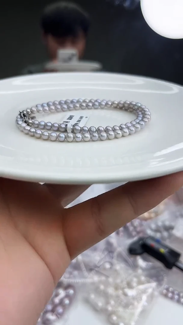 未镶嵌项链淡水珍珠灰色系小米项链