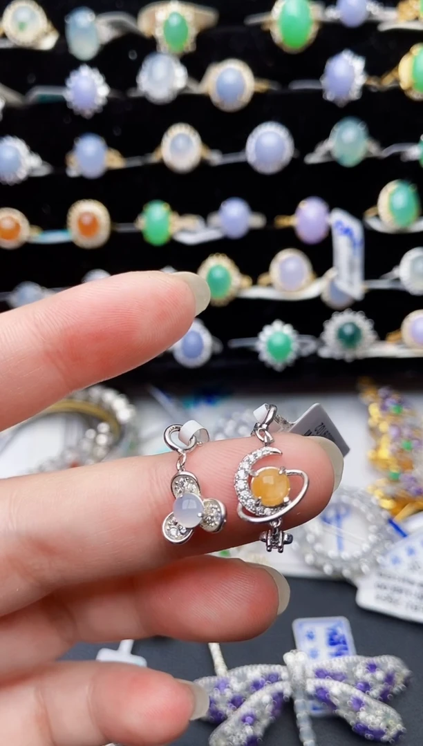 颈饰银S925镶嵌翡翠1507