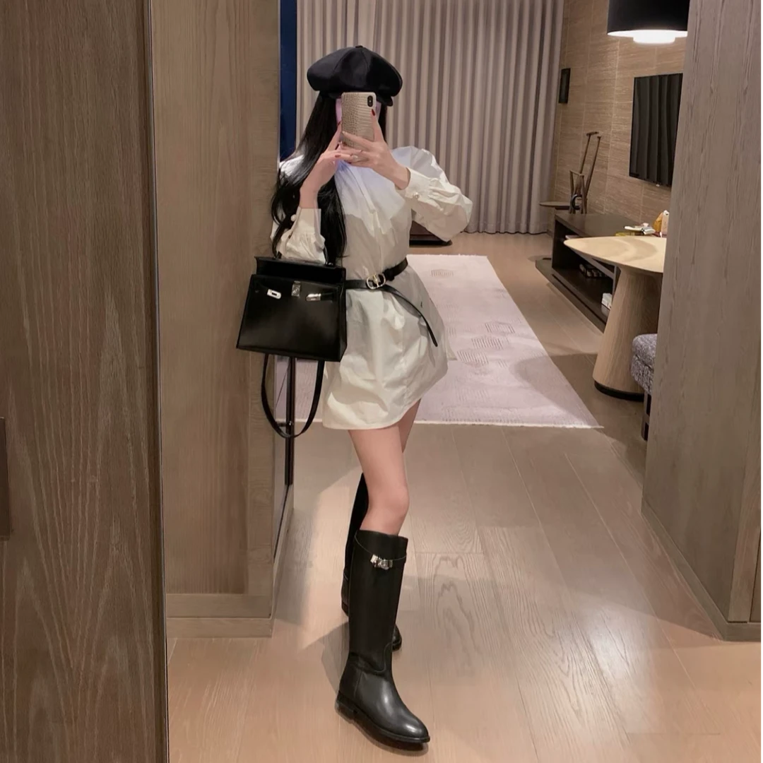 未使用 Hermes/爱马仕 黑色高筒靴/鞋码38/BH002219