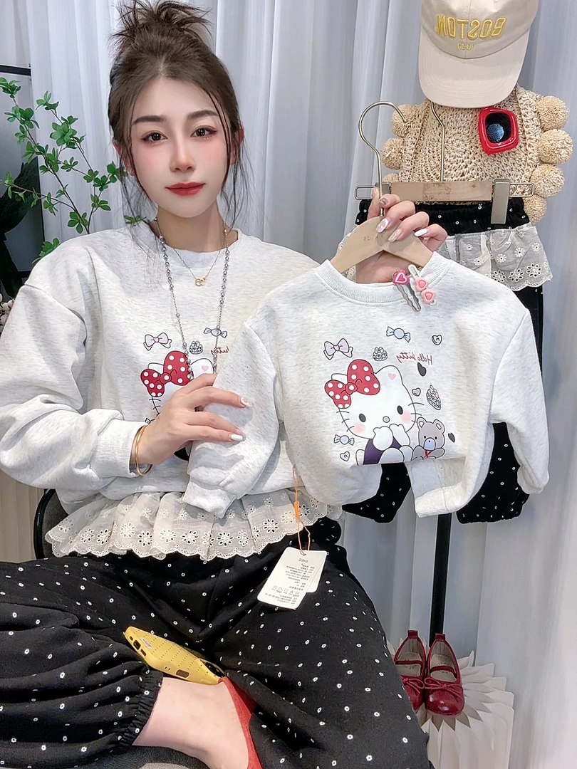 【亲子款】儿童卡通卫衣套2025春秋女宝新款宽松上衣潮