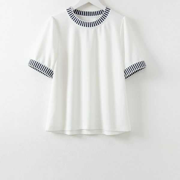 几里与麻【隐痕】百搭休闲拼接气质T恤 衣长55 胸围102 2022774