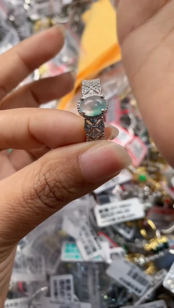 银S925镶嵌戒指翡翠?****࿐333----3