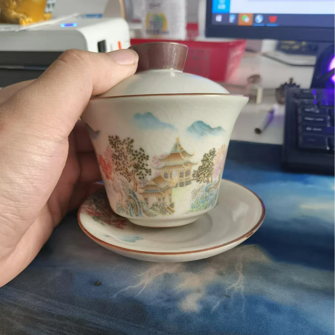 【闪购链接】F864-汝窑世外桃源三才盖碗