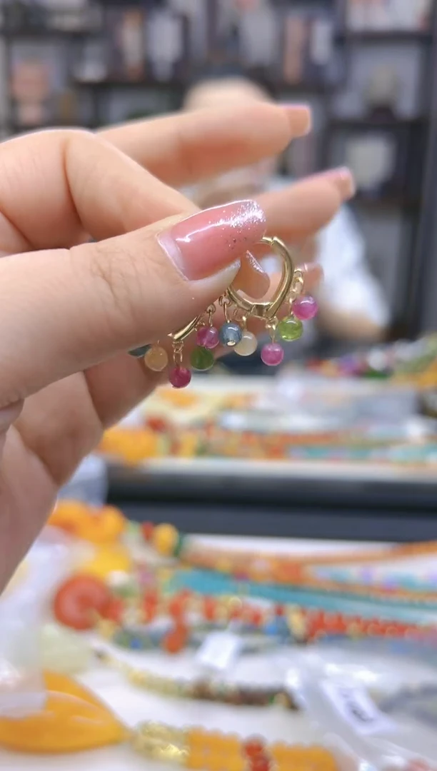 【闪购商品】碧玺耳饰14K金镶嵌耳扣E424