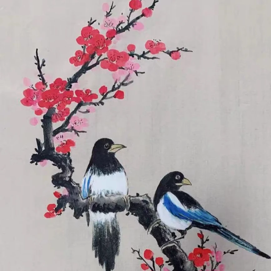 徽州古梅老桩盆景洪岭二红宫粉古里红绿梅耐寒浓香型花卉一物一拍