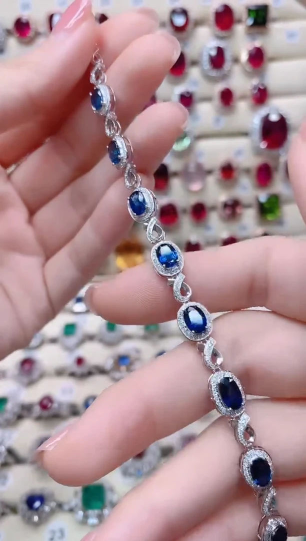 【闪购商品】蓝宝石18K金手链18K金镶嵌1