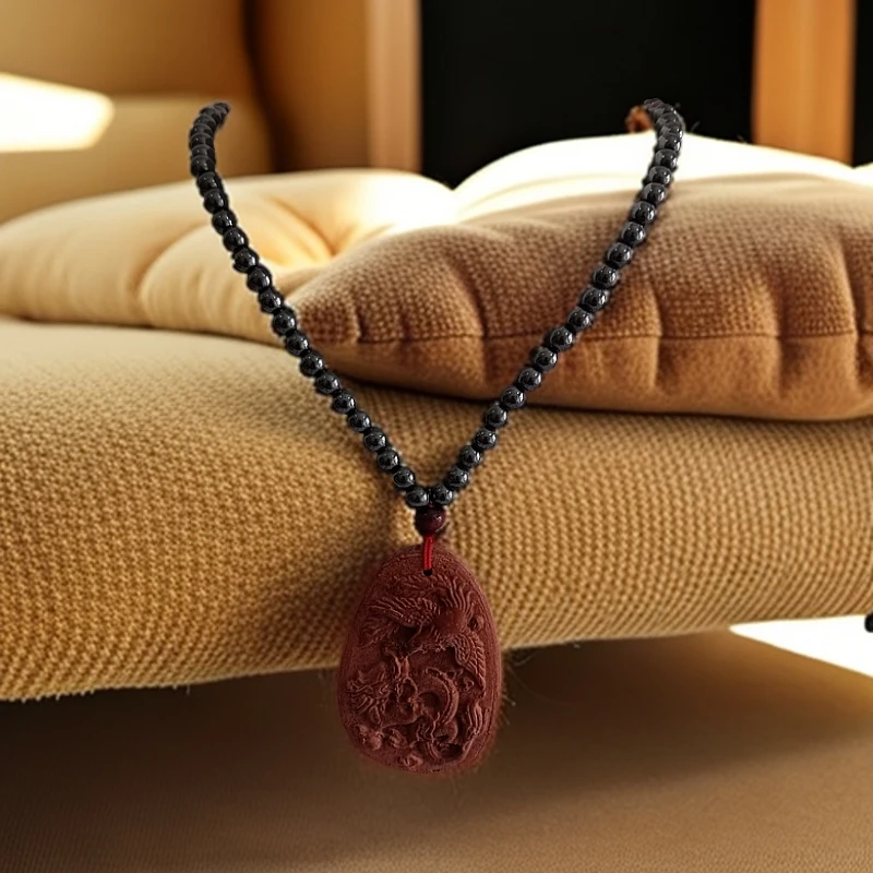 非金属陶瓷项链 黑胆石艾灸石香牌磁性项链饰品红色