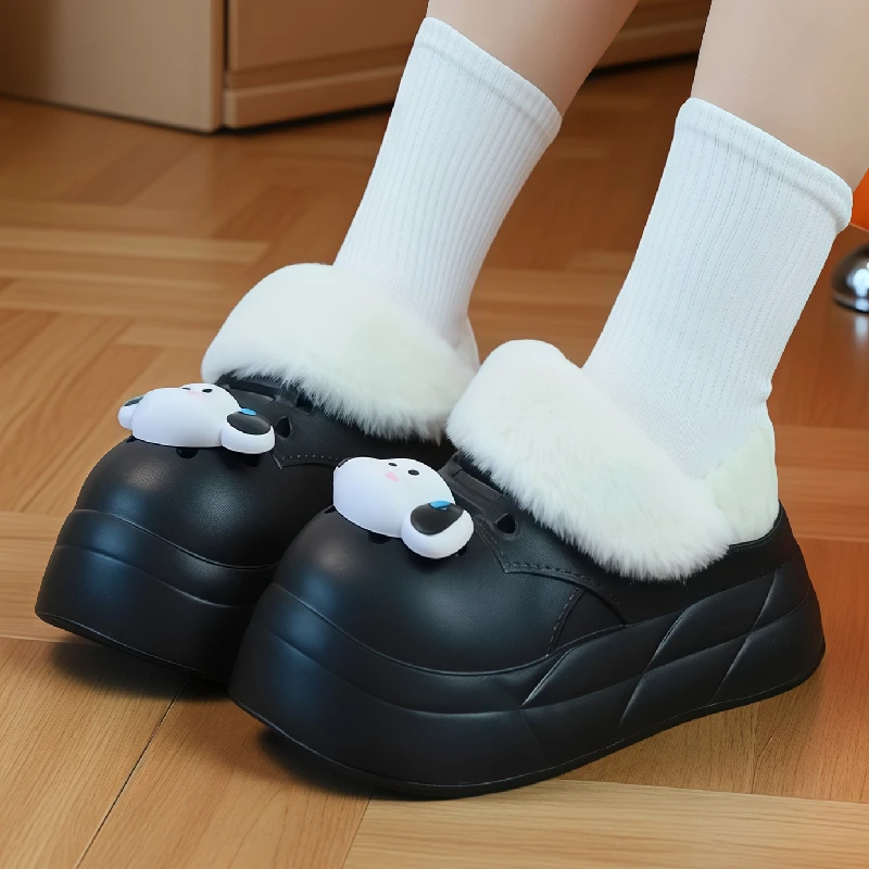 厚底包头棉拖鞋女士冬季新款可爱狗狗加绒保暖防滑厚底防水棉鞋