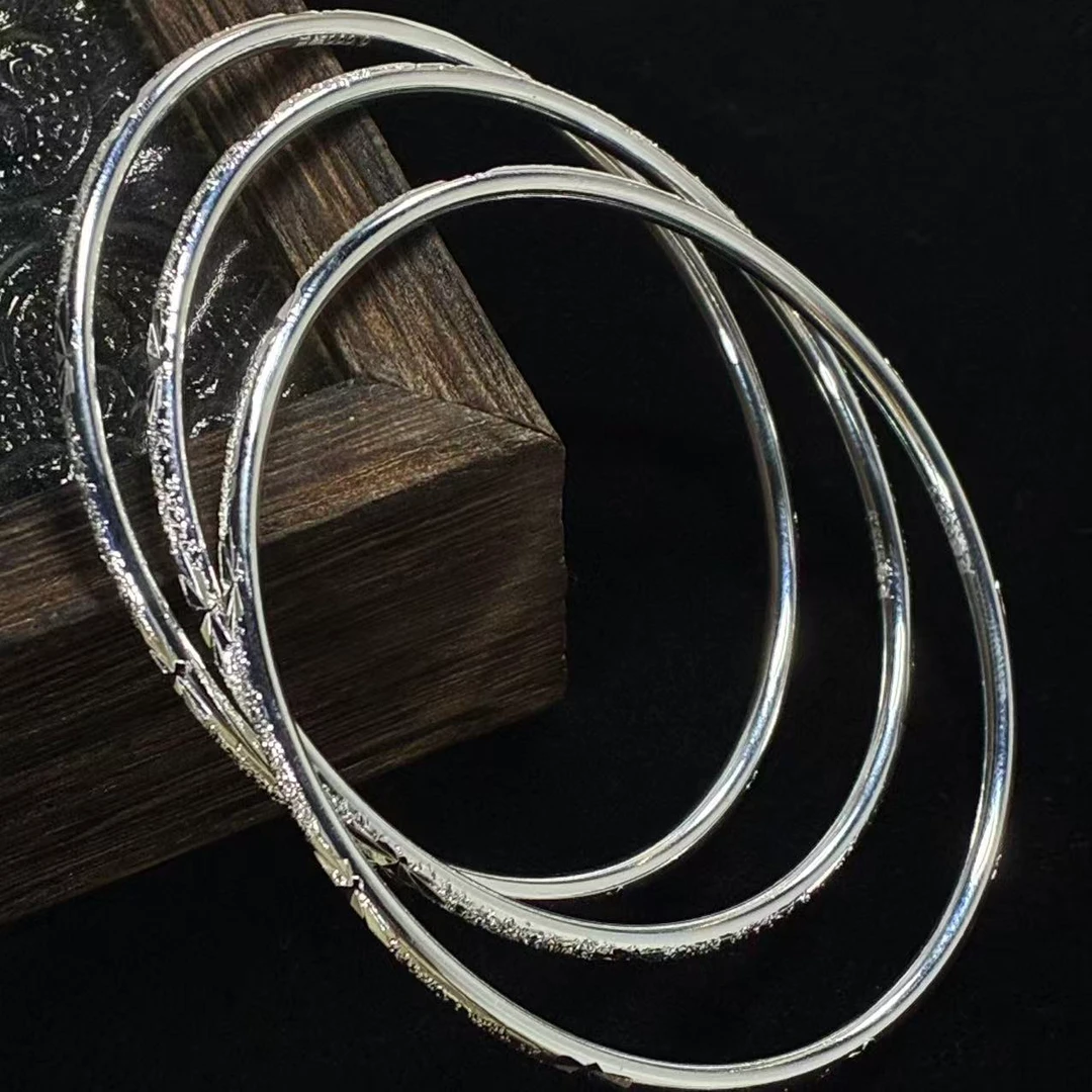 足银手镯 999.9银时尚定制款年味百搭 三层满天星镯 A502