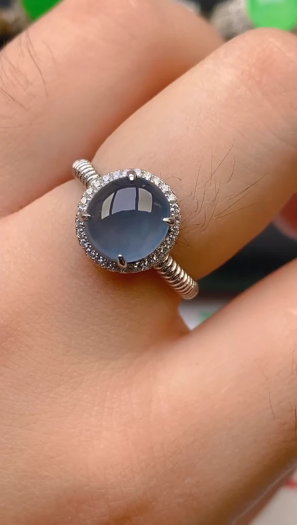 翡翠银S925镶嵌耳饰天然