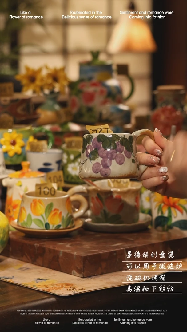 陶瓷景德镇高温手绘釉下彩设计师款式