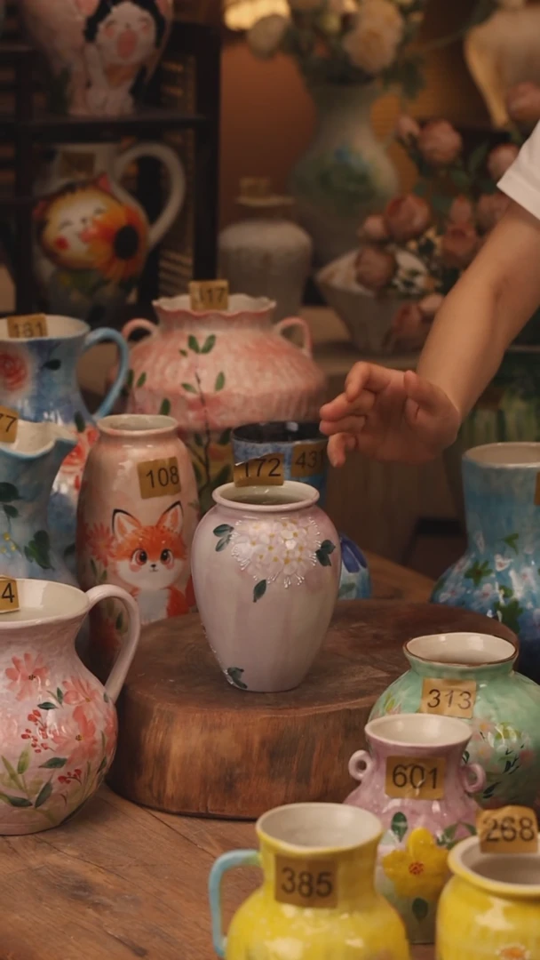 陶瓷172景德镇设计师手作花器摆件侘寂风