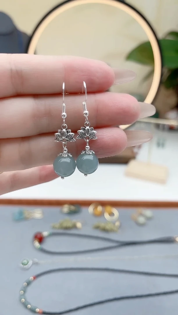 玛瑙/玉髓耳饰银S925镶嵌01