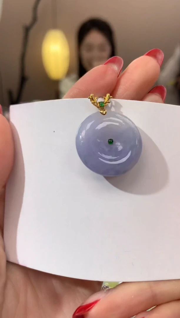 【闪购商品】翡翠颈饰18K金镶嵌天然缅甸a货翡翠