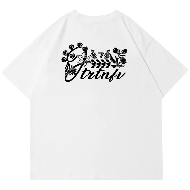 特大码300斤美式创意花卉字母印花短袖t恤男夏季宽松休闲纯棉上衣