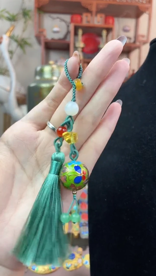 非遗手工景泰蓝压襟2.0绿色